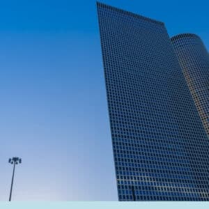 Azrieli building, Israel flag
